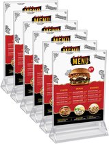 Kurtzy Porte-Panneau A6 (Lot de 6) – L11 x H19,5 cm – Système de fixation pour GPS de Table Vertical Double Face en Plastique Transparent – ​​Carte de Menu de Restaurant, Cadre Photo & Support pour Affiche Publicitaire