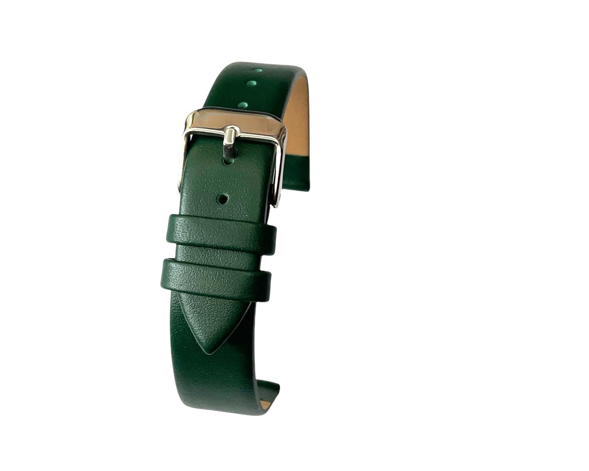 horlogeband-horlogebandje-12mm-echt leer-groen-leer-zacht -plat-glad-12 mm