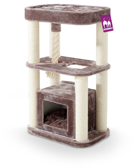 Petrebels Villa 100 krabpaal - Cappuccino - modern - stabiel - meerdere katten