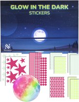 Nuvance - Glow in the Dark Etoiles et Lune - 1560 pièces - Stickers muraux Chambre et Chambre d'Enfant - Autocollants - Ciel Etoilé - Multicolore