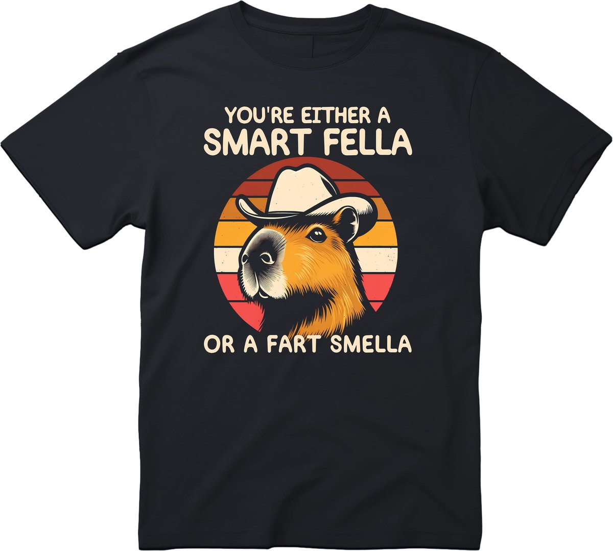 You're Either a Smart Fella - T Shirt - Capibara - cadeau - Capybara - Zwart - Sarcasme - Grappige T-shirts - DrogeHumor - Maat XXL