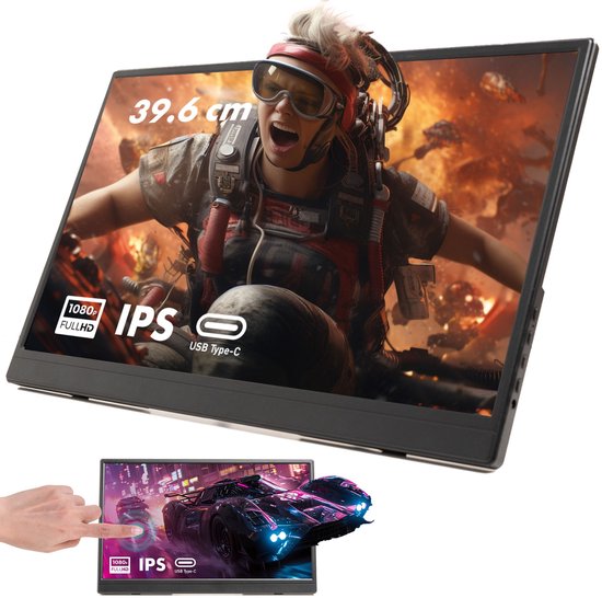 Pora&Co - IPS Portable Game Monitor - Touchscreen - Beeldscherm 15.6 Inch - HDMI & USB-C - Full HD - Computerscherm - Draagbare Monitor