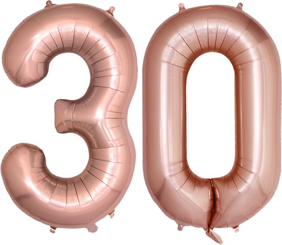 Ballon d'aluminium Figure 30 ans Rosé Or 86Cm Anniversaire Ballon d'aluminium avec paille