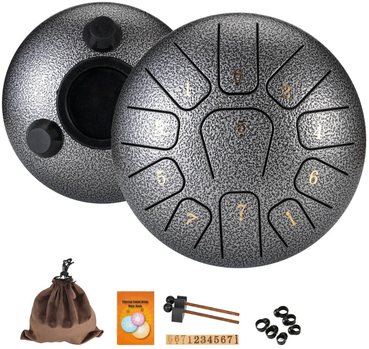 Livano Handpan - Tongue Drum - Steel - Regen - Klankschaal - Silver