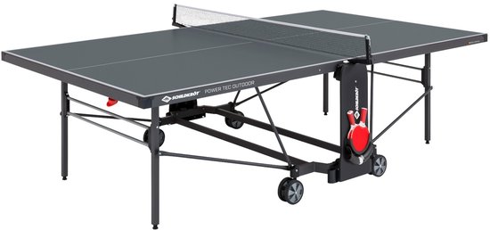 Table de ping-pong Schildkröt PowerTec - Plein air - Résistante aux intempéries - Pliable - Avec filet et Roues