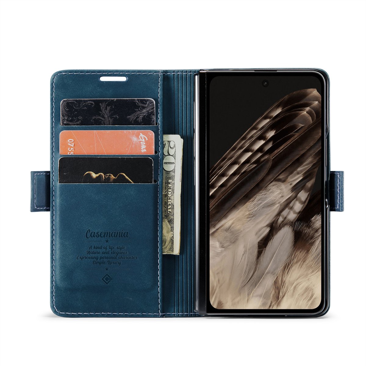 Casemania Hoesje Geschikt voor Google Pixel 9 Pro Fold - Navy Blue - Portemonnee Book Case