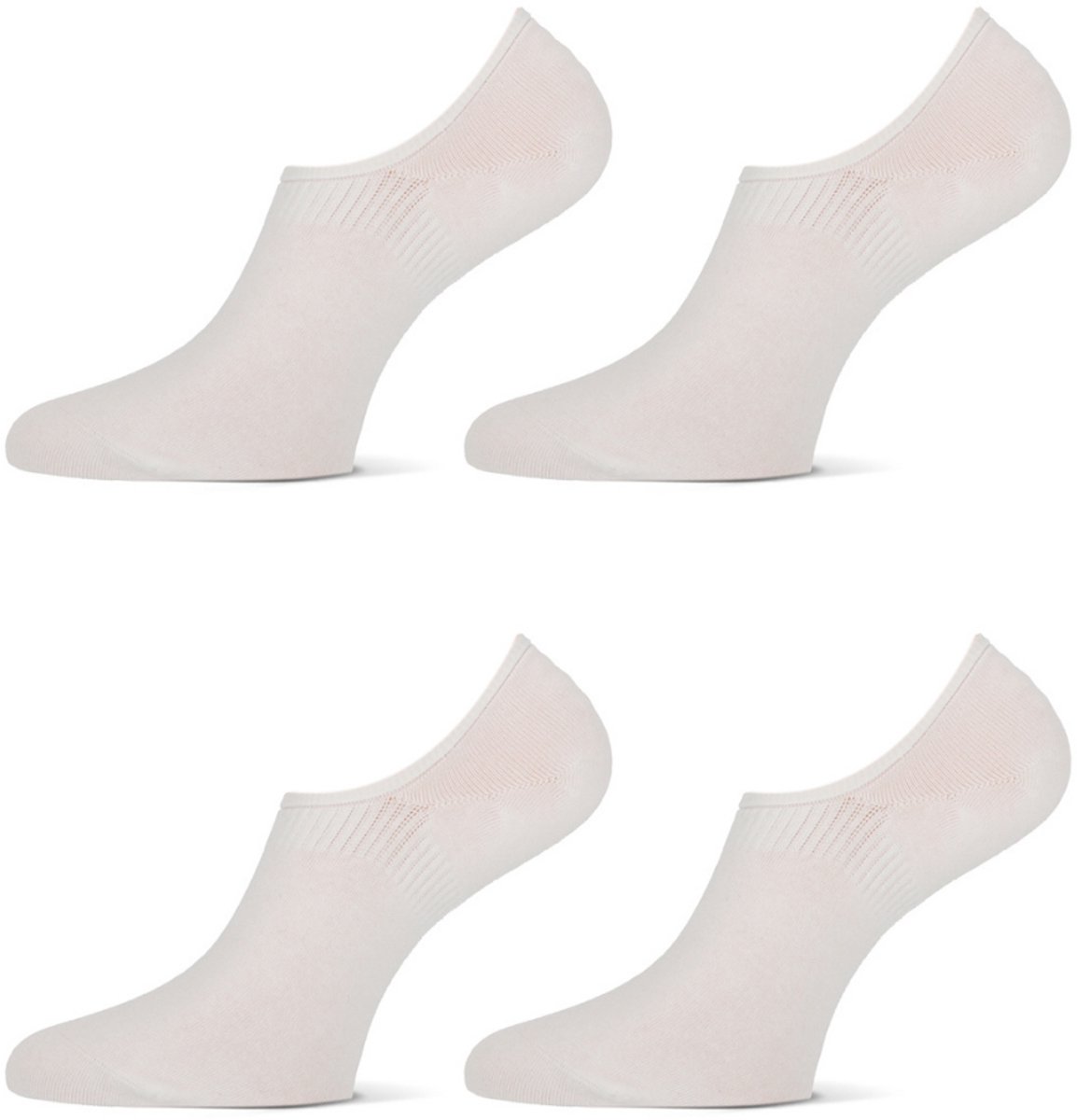 MarcMarcs - Invisible Sneakersokken - Bio Katoen + Antislip - 4 Pack - Maat 35/38 - Wit