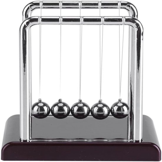 Magnetisch Balans Ballen Cradle - Natuurkunde Pendulum Speelgoed - Warboordvrij Touw Ontwerp - Kantoor Swing Decor - Wetenschapsliefhebbers - Zilver - 15x10cm