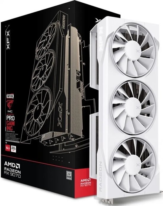 XFX SWIFT AMD Radeon RX 9070 White Triple Fan Gaming Edition - Videokaart - 16 GB GDDR6 - PCI Express 5.0 x16 - 1x HDMI, 3x DisplayPort