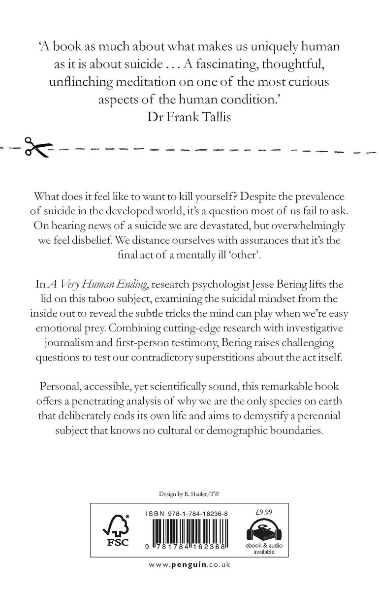 Achterflap van het boek 'A Very Human Ending' met een beschrijving van de inhoud, auteursinformatie, prijs en ISBN.