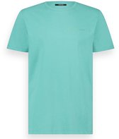 Turquoise t-shirt met ronde hals en logo op de borst.