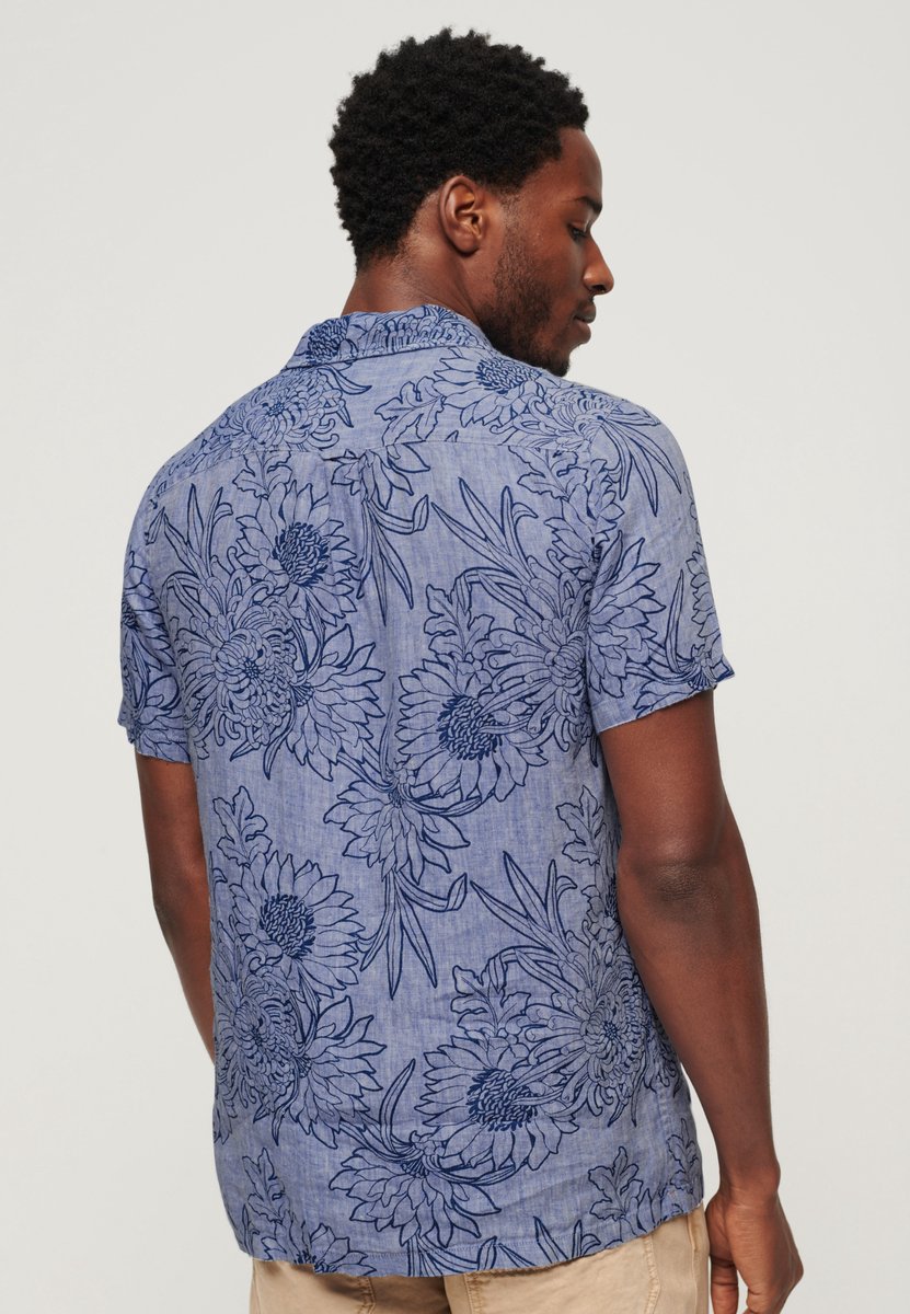 Superdry Linnen overhemd met open kraag en Heren Shirts Chrysanth Optic Outline Print