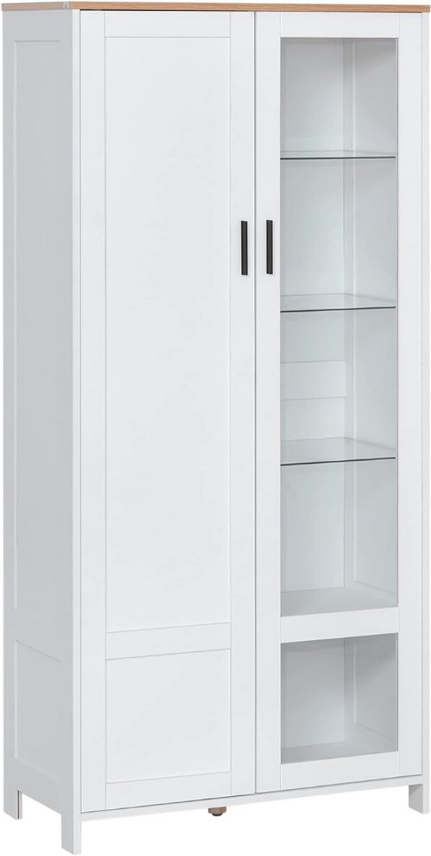 ApexArte® Vitrinekast met Glas - Dressoir Kasten - Opbergkast - Wit