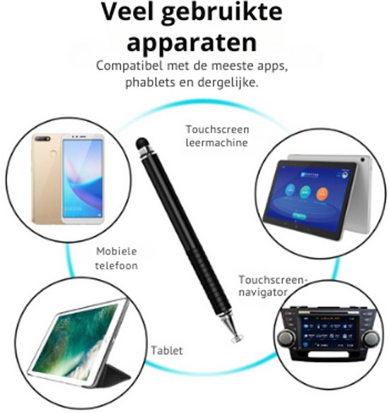 DrPhone SX Pro V7 Stylus Pen met Zijgrip + Disc Capacitief & Touch Stylus Rubber Punt -Geschikt voor o.a. voor Tablets / Telefoons - Universeel - Zilver van DrPhone — afbeelding 2