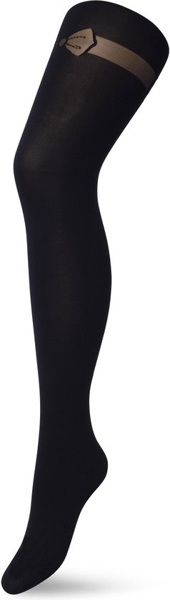 Bonnie Doon Collant Femme 40 Deniers Avec Motif Nœuds Zwart Taille L/XL - Collant Chique - Noeuds Dessin - Bord Large - Confort - Nœuds - Imprimé Nœuds - Collants Petits Nœuds Sur Le Haut - Festif - Noir - Comfort