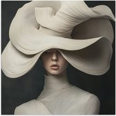 Poster 30x30 cm - Modern - Vrouw - Hoed - Posters - Kamer decoratie - Wanddecoratie woonkamer - Muurdecoratie slaapkamer