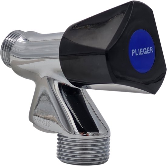 Plieger Wasmachinekraan Met Keerklep - Beluchterkraan - 1/2 Inch - Zwarte Greep - Chroom - KIWA keurmerk