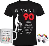 T-shirt homme 90 ans + Mug à café + Lunettes Happy anniversaire - fête - drôle - anniversaire - cadeau - chemise