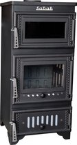 S103 Sabah Openhaard Met Oven – Houtkachel – Mat Zwart – 10,56KW- Haard- Gietijzeren Open Haard -Inclusief Bakplaat, Ovengrill, Haak en Schraper