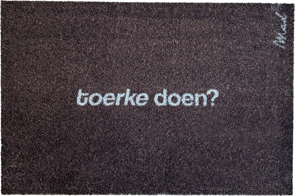 Mad About Mats DIRK - deurmat - toerke doen? - schoonloop/scraper - wasbaar - 50x75cm Bruin