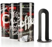3x boîte à dosettes de café et 1x lève-dosette - boîte en métal pour dosettes de café - boîte de rangement avec couvercle pour café, thé, biscuits - boîte décorative au design vintage moderne (set de 4 pièces - noir)