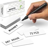 75 Whiteboard Magneten Balk 7,5 cm - Wit - Beschrijfbaar en Uitwisbaar