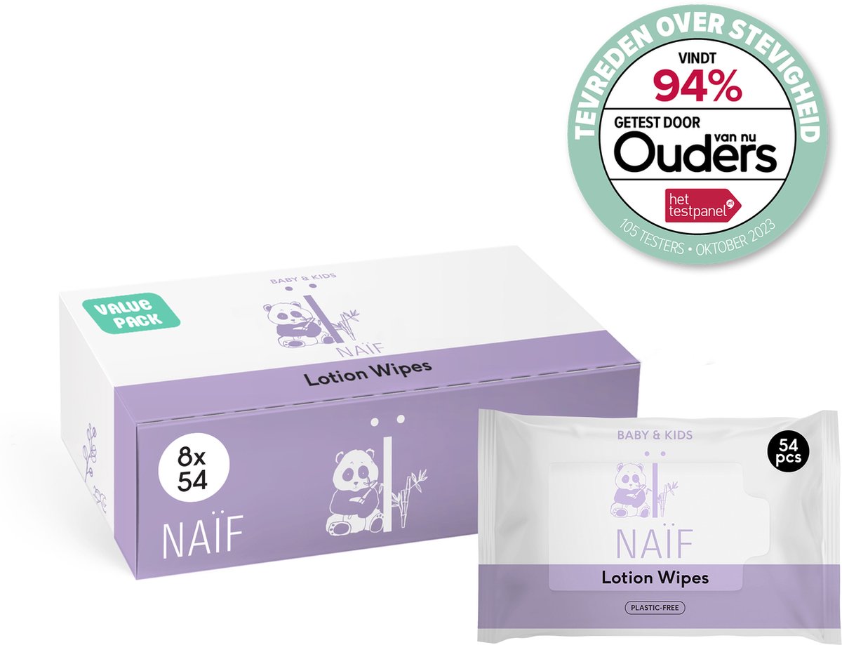 Goedkoopste Naïf - Plasticvrije Lotion Billendoekjes - 432 doekjes (8 stuks x 54 doekjes