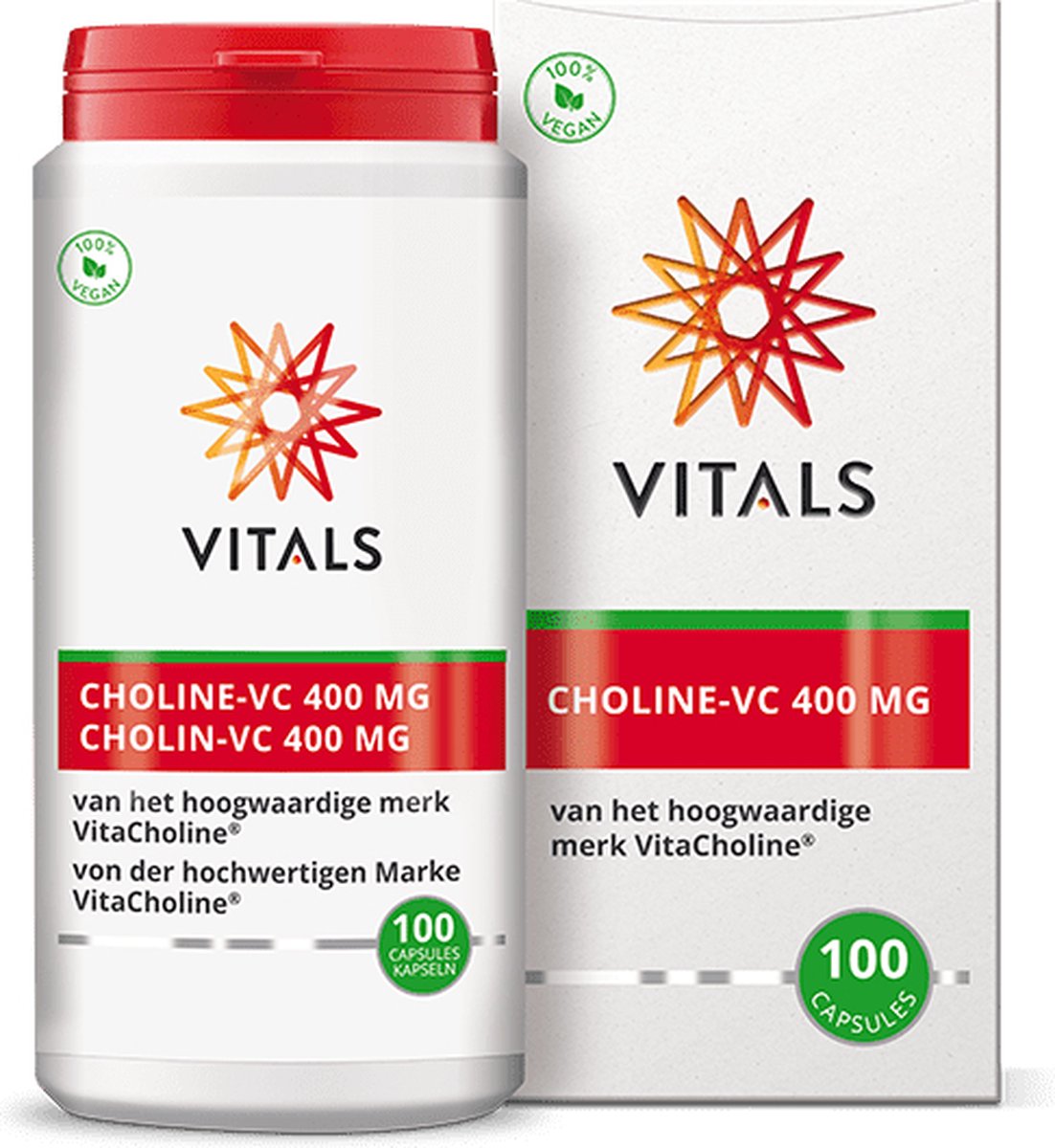 Goedkoopste Vitals Choline-VC 400 mg - 100 capsules. Elementair choline van het hoogwaardige merk VitaCholine®.