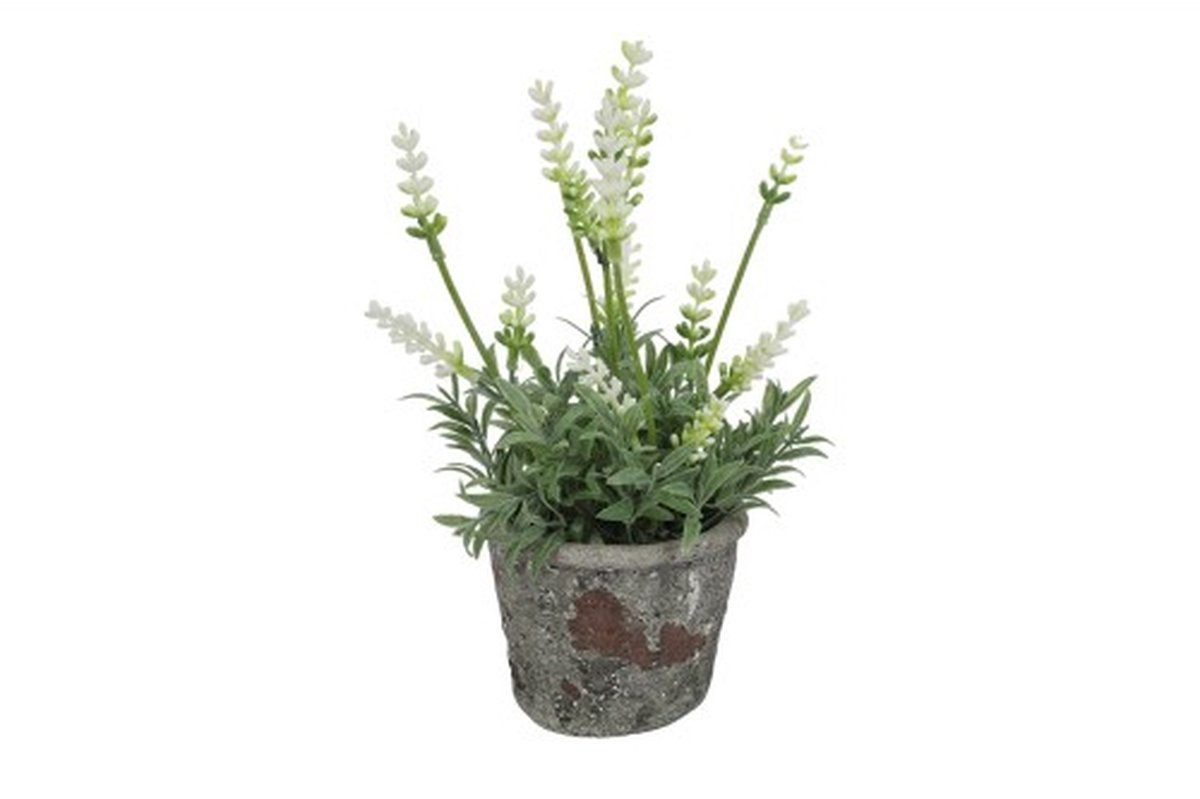 Stenen potje - Lavendel - Creme - Kunst - 2 stuks