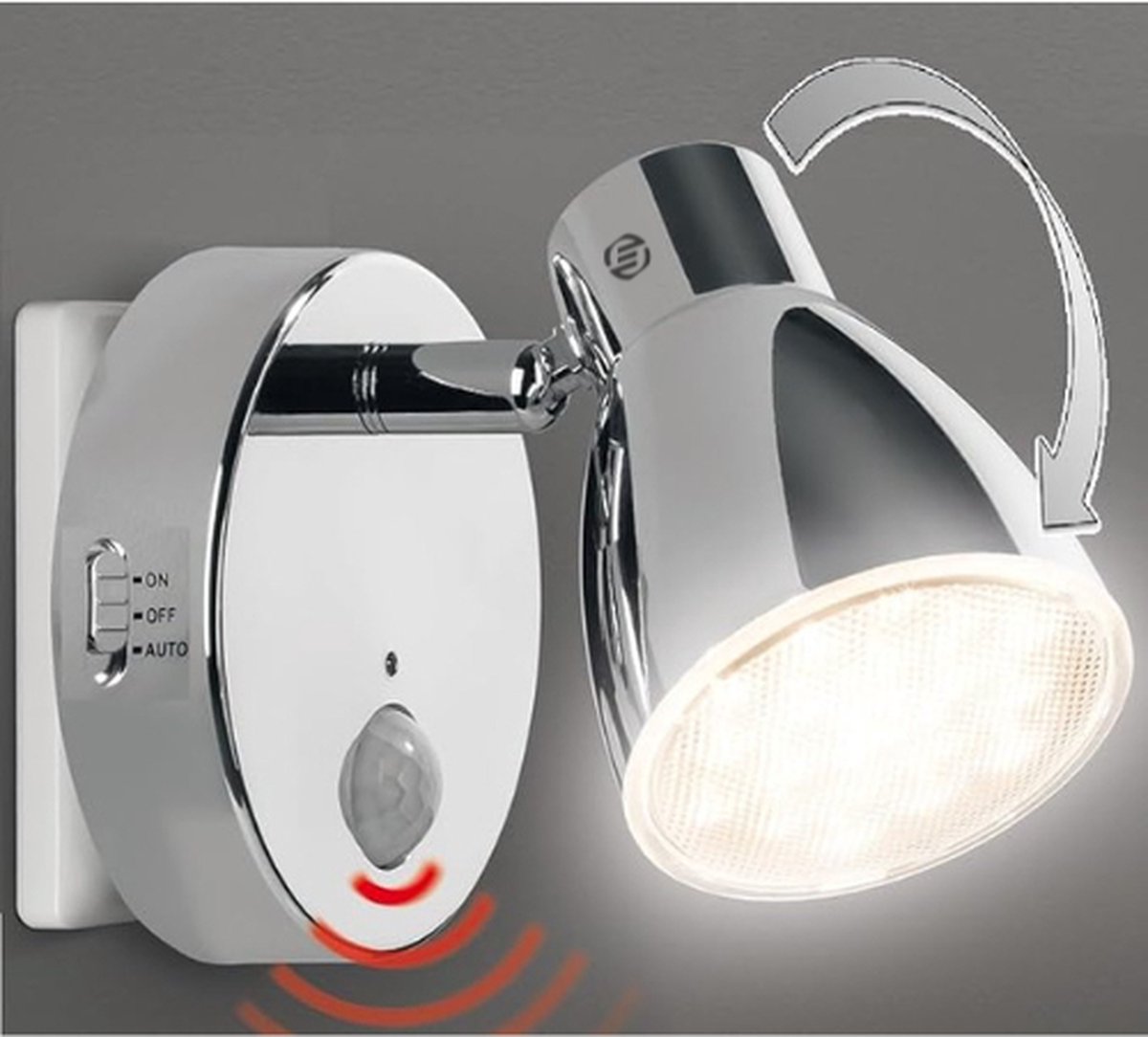 Equivera Stekkerlamp met Bewegingssensor - Stekkerlamp met Bewegingssensor - Stopcontact Lamp - Stopcontact Lamp met Bewegingsmelder - Binnen Lamp - Woonkamer Lamp - Stekker Nachtlamp - Nachtlampje met Bewegingssensor - Lichtsensor Lamp