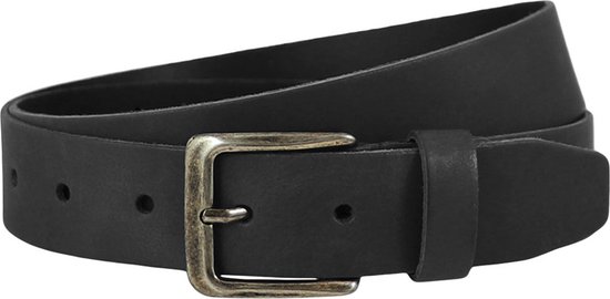 Landley Zwarte Leren Riem voor Dames en Heren - Unisex Jeansriem - 4 cm - Leer - Zwart - Lengte totaal 130 cm / Riemmaat 115