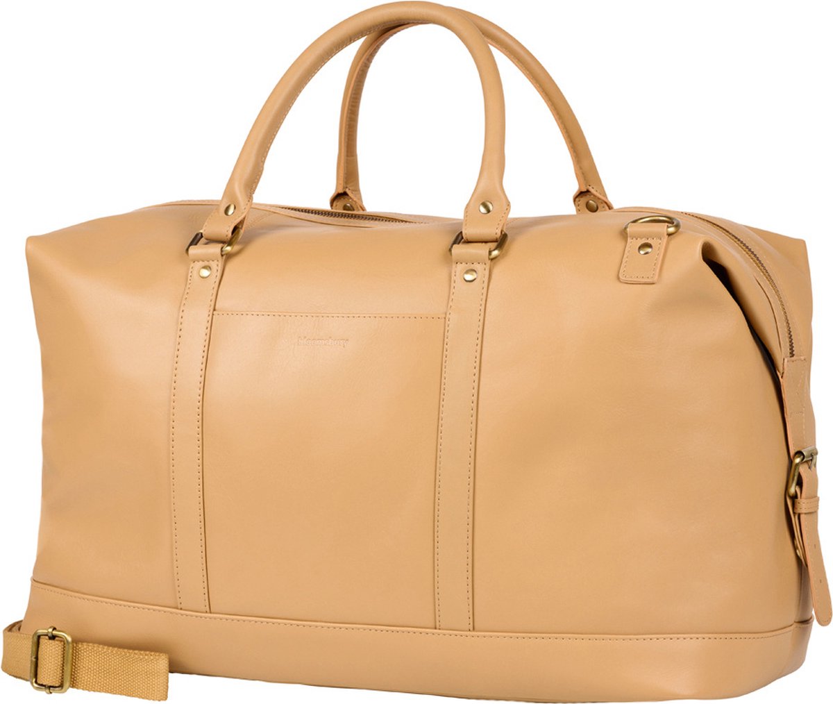Bloomsbury Leren Weekendtas Unisex Reistas - Beige