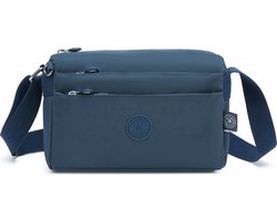 Bagwise® Kleine Schoudertas Dames – Crossbodytas – Waterafstotend – 5 Vakken – 23 cm – 1006 Donker Blauw
