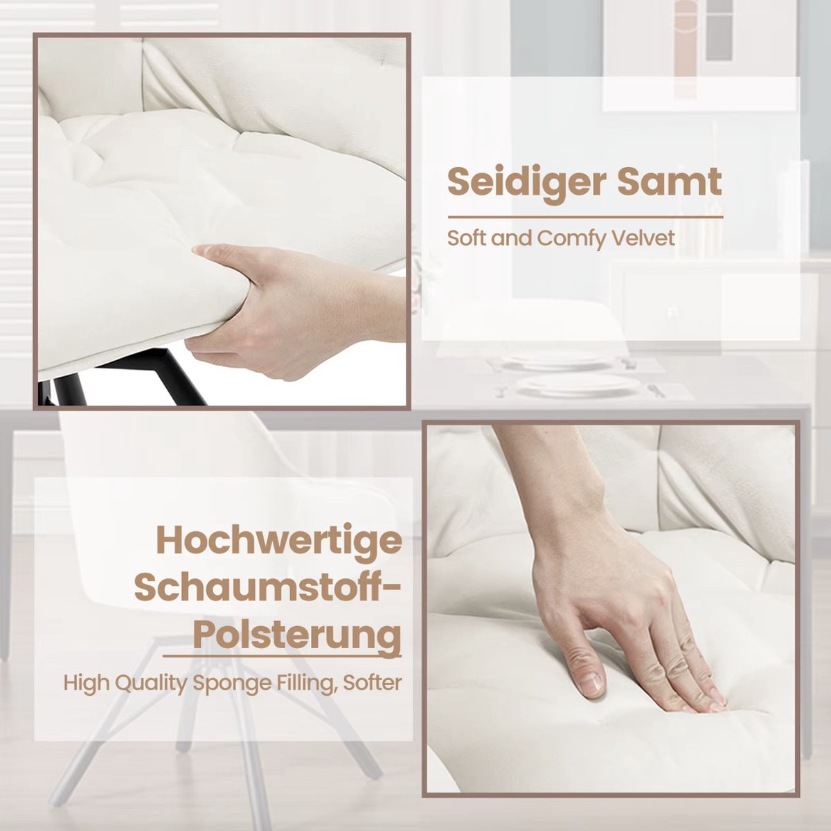 J&R Eetkamerstoel - Set van 2 stoelen - Fluweel eetkamer stoel - Eettafel stoel - Fauteuil - Draaibaar - Velvet - Metalen poot - Groen – foto 4