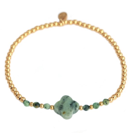 Bracelet facetté trèfle vert de mer
