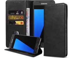 Smartphonica Samsung Galaxy S7 Edge kunstleren hoesje met magnetische sluiting en pashouders book case - zwart geschikt voor Samsung Galaxy S7 Edge