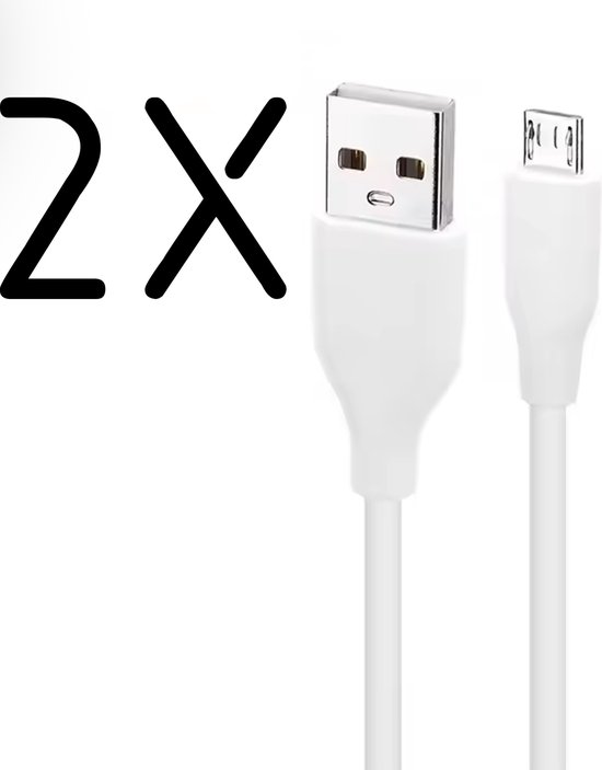2 Stuks WAEYZ - Mobiele telefoon Kabel 1x USB-stekker - 1x Micro-USB-stekker 1.00 m Geschikt voor Samsung