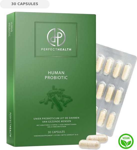 Perfect Health - Probiotica Capsules - Darmflora en Immuunsysteem - Met Gebufferde Vitamine C - Lactobacillus Rhamnosus - Melkzuurbacterien - Hoge Dosering - Vegan - 30 stuks