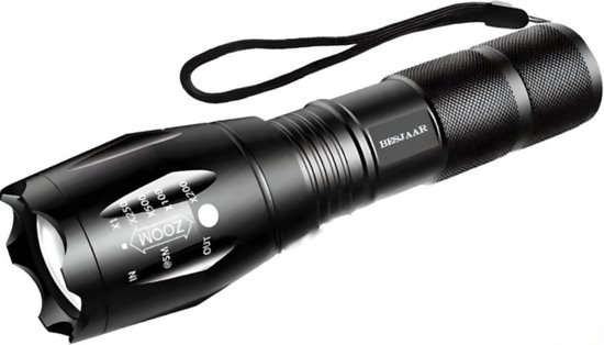 Besjaar Zaklamp - Militaire Zaklamp - 2000 Lumen - IP65 Waterdicht - Noodpakket - Zwart