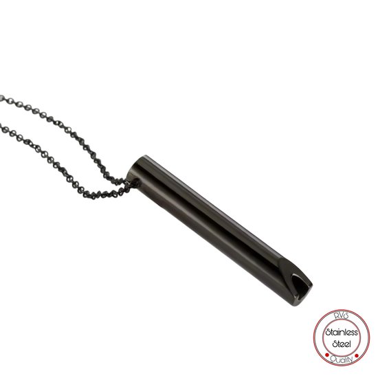 Collier Anti-Stress | Peur | Stress | Crises de panique et hyperventilation | Noir | Arrêter de fumer Sifflet sur collier |