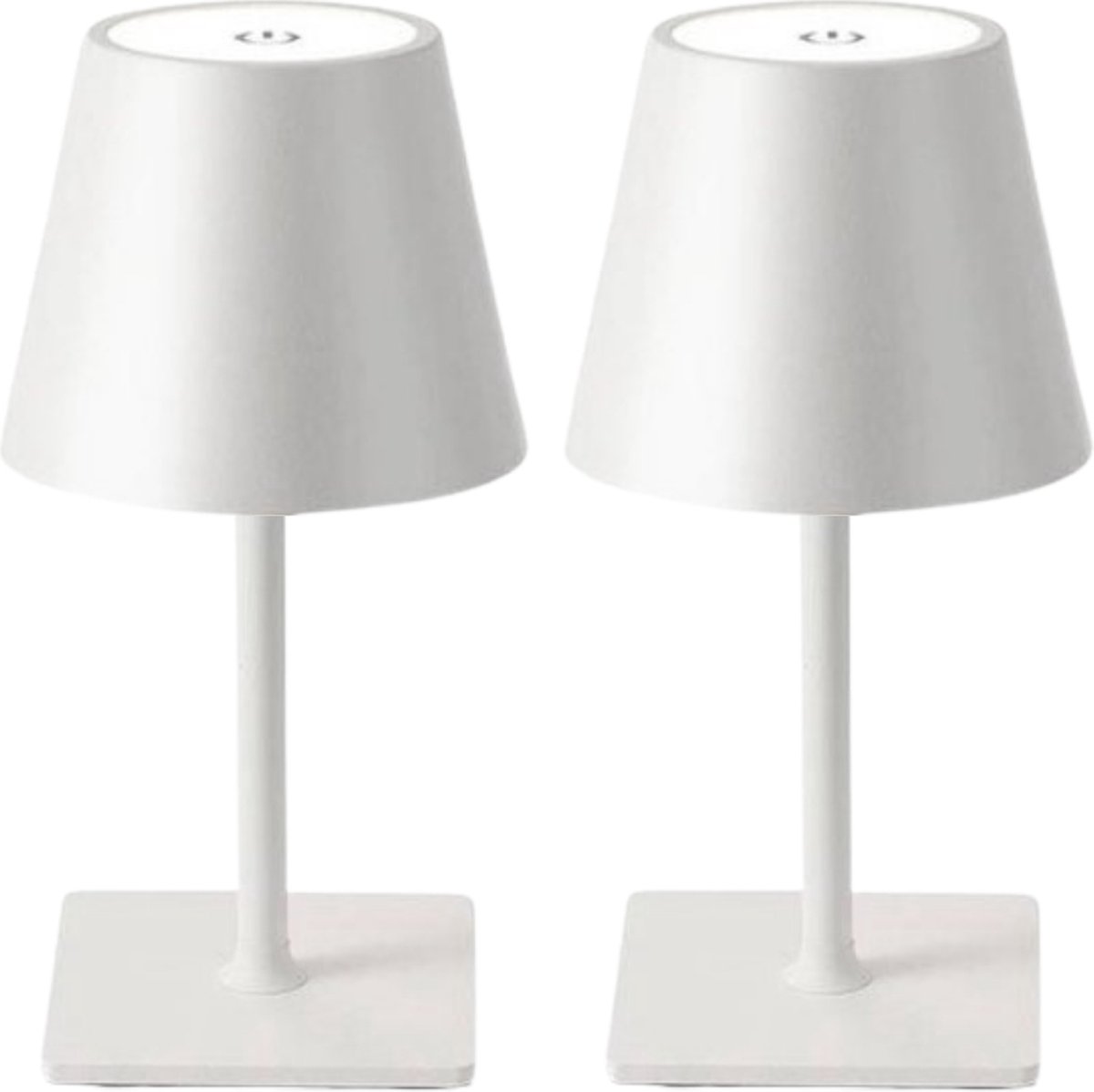 Tafellamp Oplaadbaar – 2 stuks - Draadloos en dimbaar – Touch lamp – 26 cm – Waterdicht - Wit