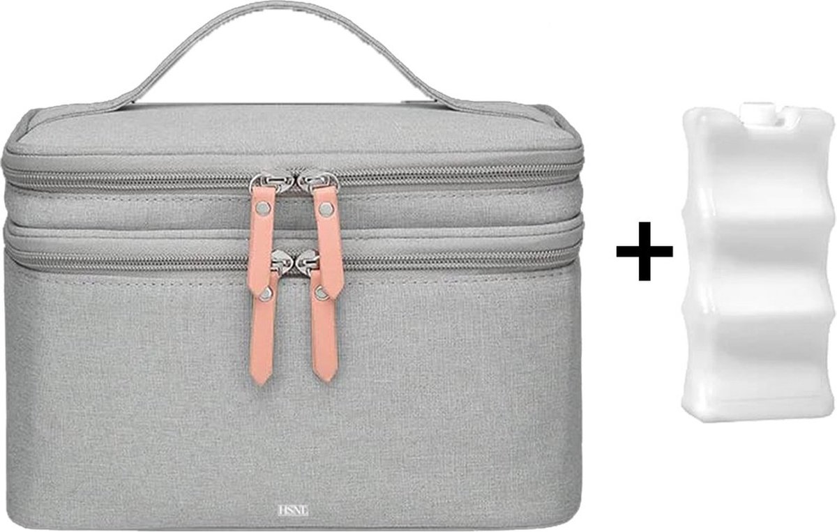 HSNL® Luxe Kolftas - Kolftas Borstvoeding - Koeltas - Inclusief Koelelement - Kraamcadeau - Grijs