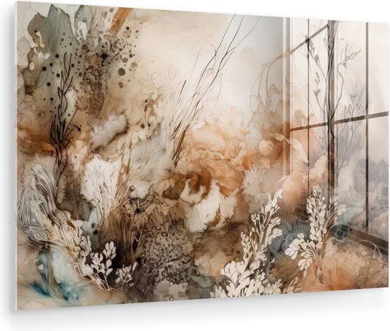 Peinture sur verre 120x80 cm - Décoration Fleurs - Photo sur verre - Peinture salon - Peintures plexiglas chambre - Décoration chambre plaque de verre - Décoration murale peintures sur verre - Décoration murale - Peinture abstraite sur verre