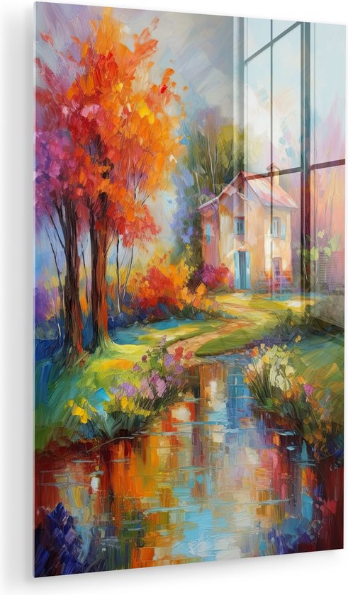 MuchoWow® Peinture sur Verre - Paysage - Coloré - Peinture à l'Huile - Art - 60x90 cm - Peintures sur Verre Acrylique - Photo sur Glas