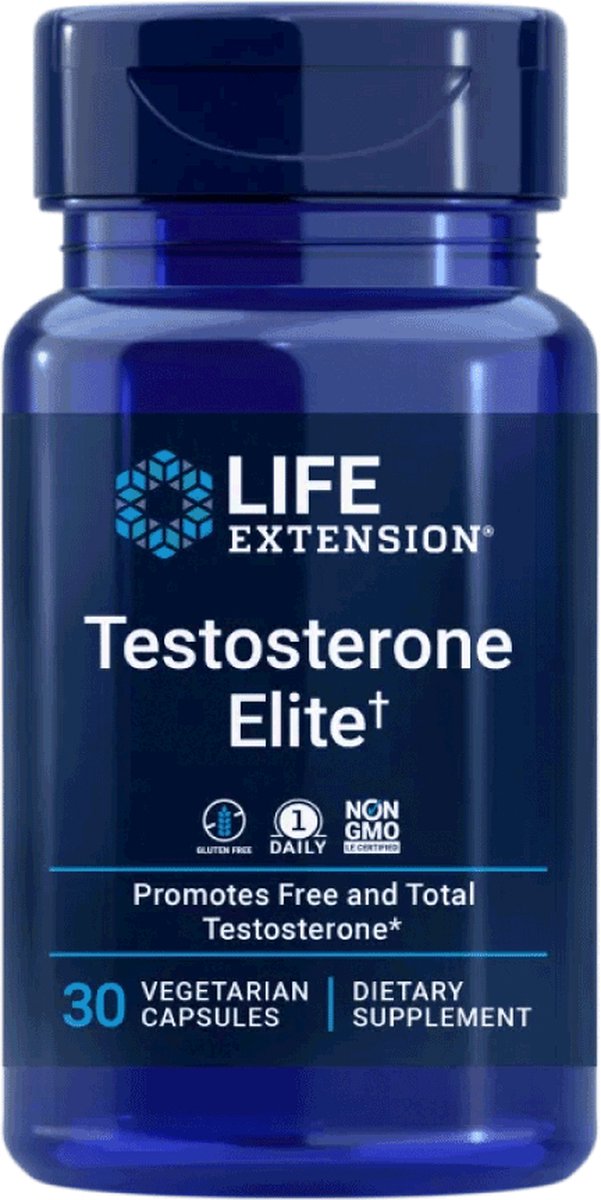 Life Extension - Testosterone Elite - 30 Capsules - Granaatappel- en Cacao-extract (Tesnor®) - Luteoline uit Japanse Sophora - Superfood