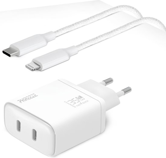 Chargeur 35W USB-C 2 Ports + Câble Lightning 1m - iPhone 14 13 12