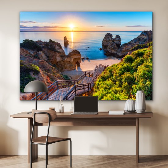 Décoration murale Métal - Peinture Aluminium Industrielle - Plage - Mer - Portugal - 180x120 cm - Dibond - Photo sur aluminium - Décoration murale industrielle - Pour le salon / chambre