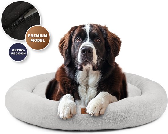 Pet Perfect Orthopedische Donut Hondenmand 120 cm – Hondenkussen – Luxe Hondenbed – Wasbaar – extra gevuld – Grijs