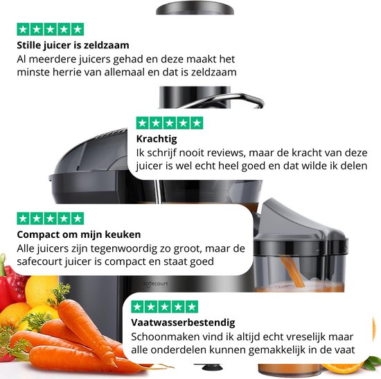 Safecourt Kitchen Juicer - Presse-agrumes pour légumes et fruits - Grande ouverture de remplissage - 3 vitesses - 1200 Watt