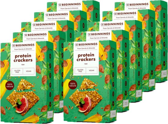 Glutenvrije proteïne crackers - Laag in koolhydraten - Vegan - 10 x 80 gram - 10 x circa 10 crackers
